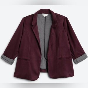 SKIES ARE BLUE Ada Knit Blazer 2X Burgundy